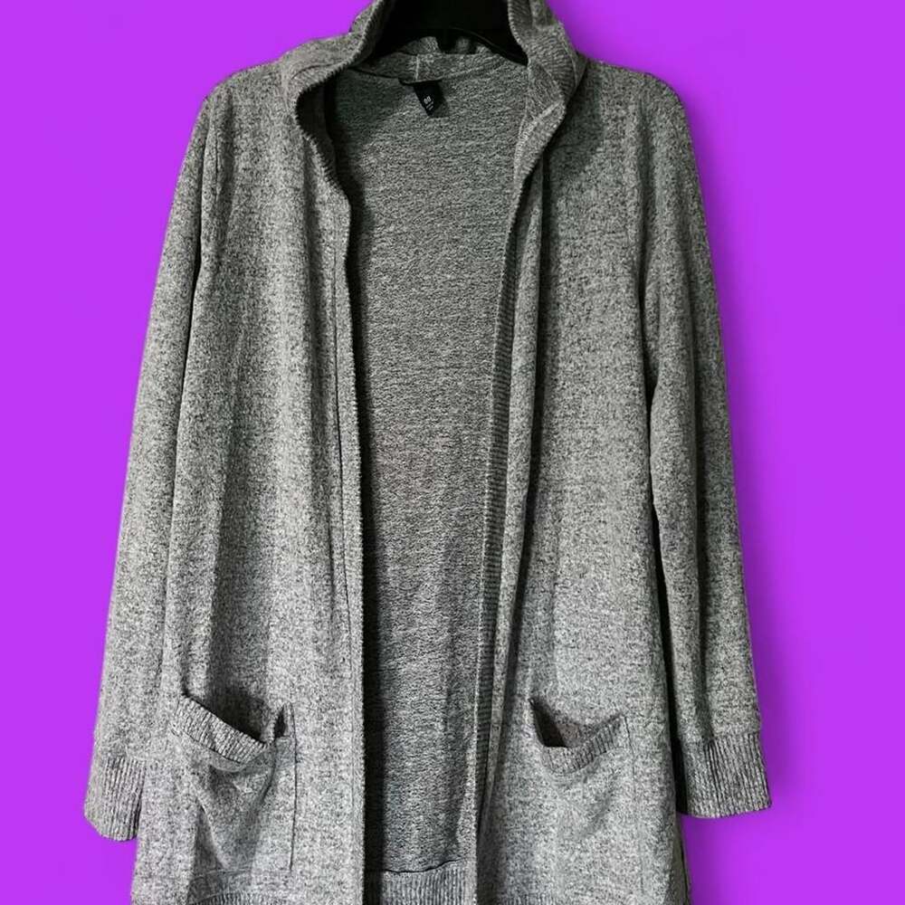 Torrid Gray Heathered Cardigan Size 00 Hooded Pockets